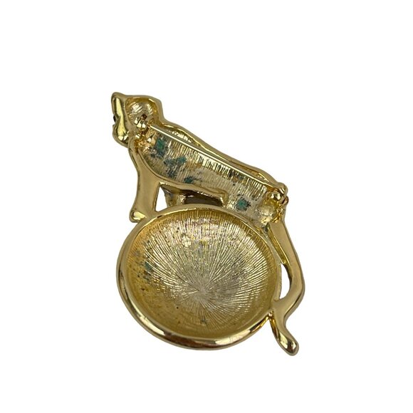 Gold Leopard Brooch Pin With Black Onyx and  Rhinestone Accents - Picture 4 of 8